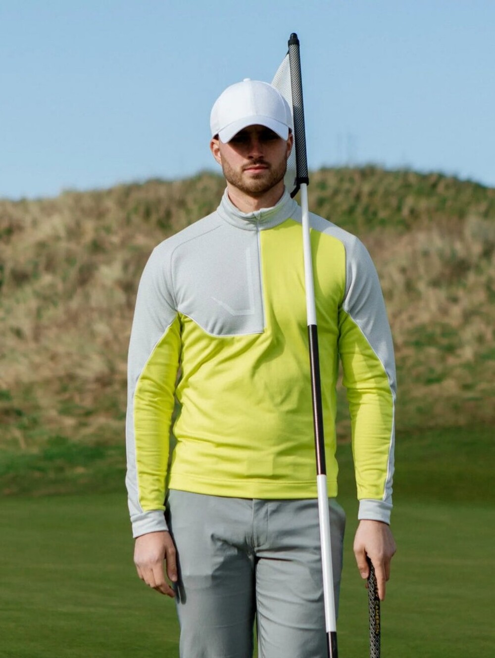 Galvin Green Daxton Insula 1/2 Zip Golf Pullover Lime Cool Gray White XL NWT